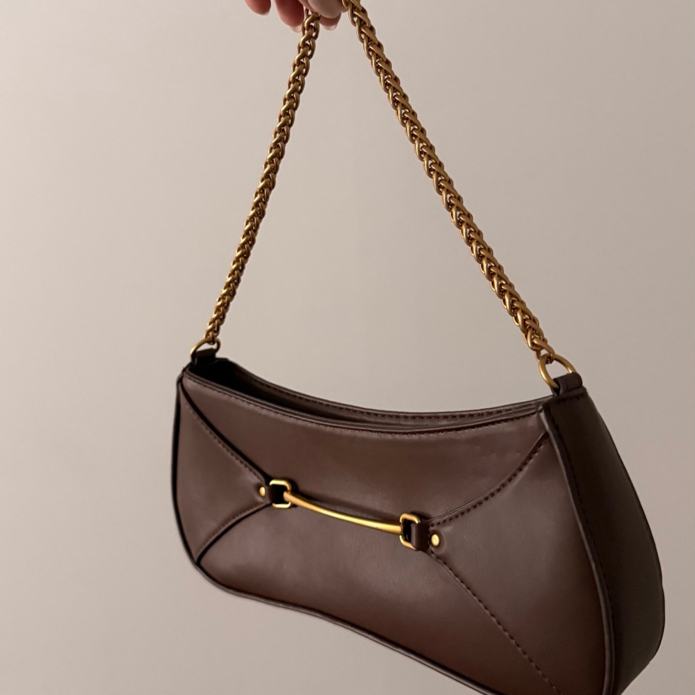H&M Brown Shoulder Bag with Gold Chain